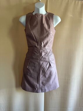 Juicy Couture Dusty Mauve Sleeveless Leather Mini Dress